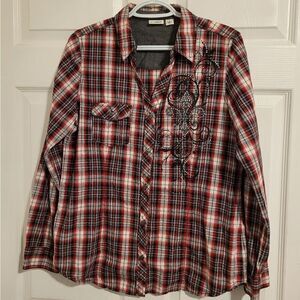 Cato plaid shirt with rhinestone studs